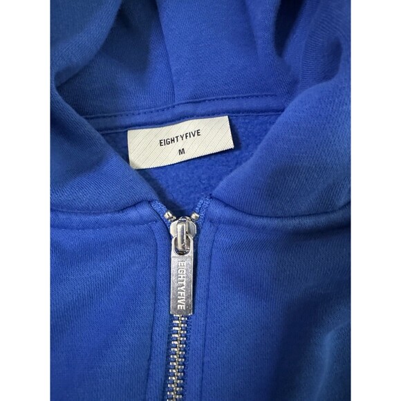 EIGHTY FIVE Blue Racing Heavy Oversized Zip Hoodie Size Medium - Picture 7 of 8
